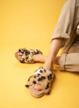 TOMS Susie Eva Faux Fur Mule Slippers Dark Natural Leopard Shoes Womens ... - £20.79 GBP