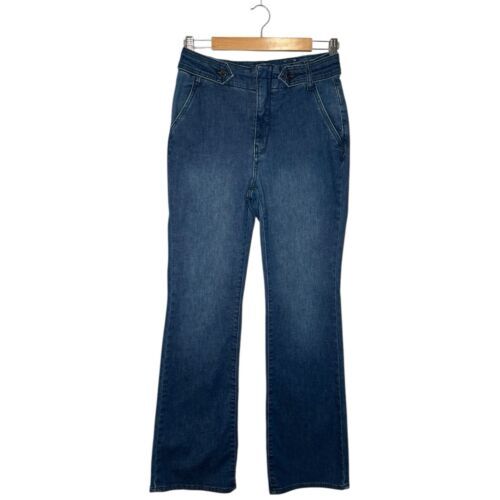 Pilcro Jeans Womens 29 Blue Flare Leg Flap Pockets Retro 70s Slash Pockets - $39.59