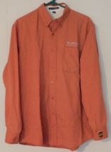 UPS shirt men M button close long sleeve orange &quot;The UPS Store&quot; - $12.28