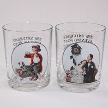 2 Norman Rockwell Saturday Evening Post Glasses Lot Of TWO Glassware Col... - $12.60