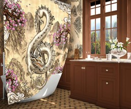 Asian Dragon Shower Curtain, Music Treble Clef Chinese Painting or Sumi-e - £56.62 GBP