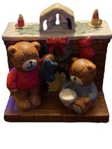 Vintage Christmas music box Bears by fireplace Here come Santa Claus song - $17.67 CAD