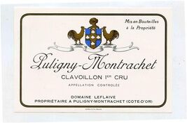 Puligny Montrachet Clavoillon 1er CRU Wine Label Domaine Leflaive - $9.90