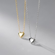 925 silver minimalist necklaces plain little love heart gold plated necklaces fo - £22.38 GBP