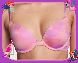 38C Pink Coral Beachy Tie Dye Extreme Lift Victorias Secret Plunge PushUp UW Bra - £31.96 GBP