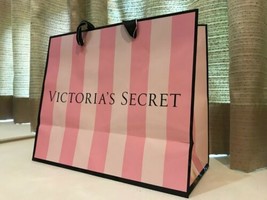 Victoria&#39;s Secret MEDIUM Glossy Paper Shopping Gift Bags - Pink Stripe 3 Bags - £9.66 GBP+