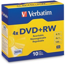 Verbatim DVD+RW 4.7GB 4X with Branded Surface - 10pk Jewel Case - 94839 - £23.62 GBP