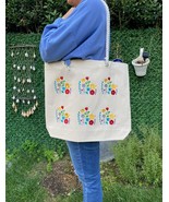 Canvas Tote Bag Pocket, Birds Flowers Embroidered Bag Natural Color, 100... - £11.42 GBP