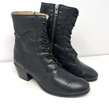 Frye Women’s Courtney Lace Up Combat Ankle Boot Sz 8 B Black Leather 347... - $98.95