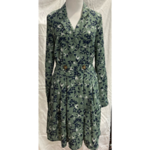 Vero Moda Womens Viola Faux Wrap Dress Green Floral Pleated Long Sleeve ... - £14.00 GBP