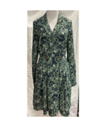 Vero Moda Womens Viola Faux Wrap Dress Green Floral Pleated Long Sleeve ... - $338.51 MXN