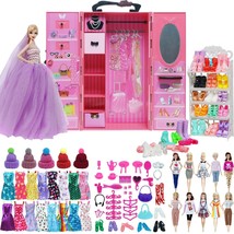 72 Set Dolls Clothes &amp; 1/6 Doll Accessories For Barbie Doll Wardrobe Sho... - £47.79 GBP