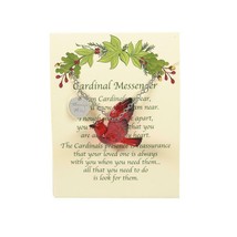 Cardinal Necklace #6008857 Enesco~Messenger Card~Acrylic~28&quot; Silver Tone Chain - £13.14 GBP