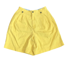 Lizsport Vintage Pleated Denim Shorts ~ Sz 8 ~ Yellow ~ High Rise ~ 6.5&quot;... - £17.69 GBP