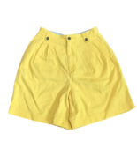 Lizsport Vintage Pleated Denim Shorts ~ Sz 8 ~ Yellow ~ High Rise ~ 6.5&quot;... - £17.64 GBP