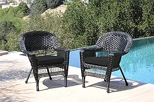Wicker Chair With Cushion, Set Of 2, Black - $396.99