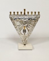 Raphael Abecassis &quot;Menorah&quot; 925 Sterling Silver Sculpture Marble Base Signed Coa - £704.42 GBP