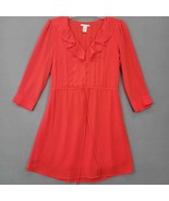 H&amp;M Women Dress Size 6 Red Tomato Midi Ruffles Dressy Pleats Delicate 3/... - £9.74 GBP