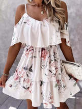 Off Shoulder Floral Mini Dress - £21.33 GBP+