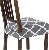 Searchi Stretch Dining Chair Seat Covers Set Of 4, Soft, Rear-Covered, Grey - $36.95