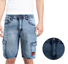 Men&#39;s Stretch Multi Pocket Slim Fit Stonewash Denim Jean Cargo Shorts - $26.99
