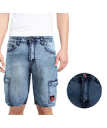 Men&#39;s Stretch Multi Pocket Slim Fit Stonewash Denim Jean Cargo Shorts - $497.79 MXN