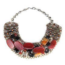 Exquisite Charm Mix Stone Autumn Agate Beaded Collar Necklace - £44.14 GBP