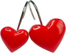 Twofishes Valentine Gift Lovely Heart-Shaped Shower Curtain Hooks S/12 anti Rust - £15.63 GBP