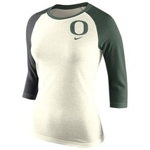 Nike Women&#39;s Oregon Ducks 3/4 Sleeve Tri-Blend Raglan, White/Green, Medium - £17.49 GBP