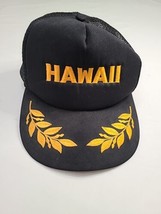 HAWAII Hat Vintage Embroidered Black Adjustable Snapback Cap Gold Leaf Brim - £11.51 GBP