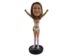 Custom Bobblehead Sexy Gorgeous Female Superhero With Both Arms In The Air - Sup - £71.36 GBP