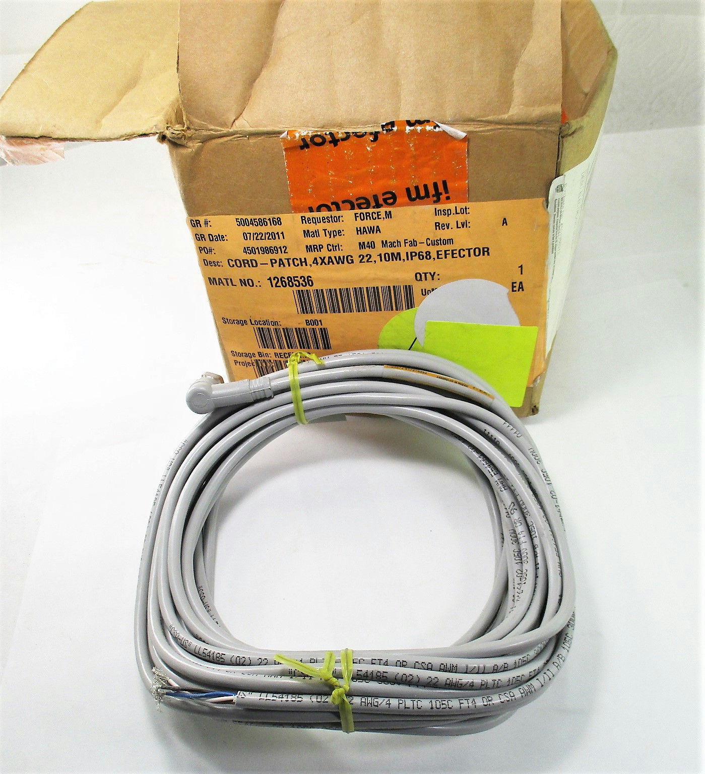 IMF Efector Proximity Cable 250V Cord-Patch 4XAWG 22, 10m, IP68 New - $13.19