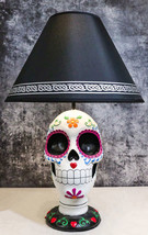 Festive Lights Macabre Day Of The Dead Sugar Skull Floral Sculptural Tab... - $79.95