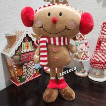Christmas Standing Gingerbread Plush Doll Red Ear Muffs Pom Nose Shelf S... - $646.89 MXN