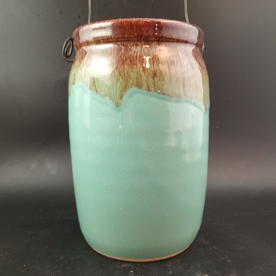 McNeill's Pottery Brown Drip Over Jade Dragonfly Lantern Signed "WW", OBO Item image 5