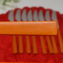 9X Anacapa Stainless Cubed Plastic Handle Burnt Orange Butter Knife 8&quot; Vtg - $24.98