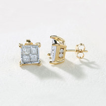 Authenticity Guarantee 
10K Yellow Gold 2Ct TDW Princess Diamond Composite St... - £1,130.74 GBP