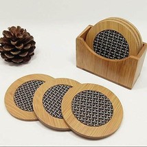 Round Shape Heating Insulation Resistant Natural Bamboo Wooden Coaster Table - £20.66 GBP