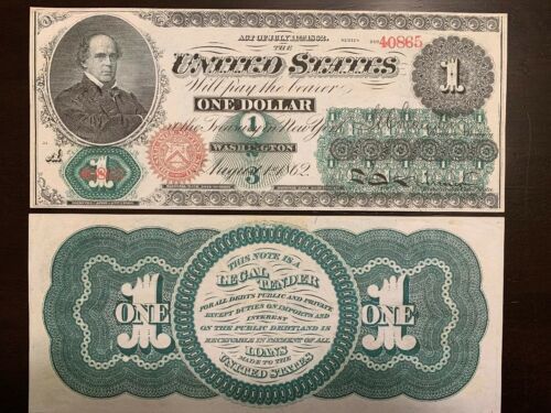 Primary image for Reproduction Bill United States Note 1862 Salmon Chase USA Currency Copy