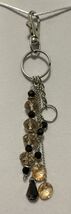 Handcrafted Keychain/Purse charm, Silvertone Black/Gray/Topaz/Clear glas... - $11.88