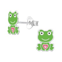 Frog Earrings 925 Silver Stud Earrings with Crystals for Kids - £11.10 GBP