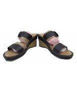WOMENS HUSH PUPPIES Black Wedge Leather Jute SUMMER 11 M Sandals Strappy... - $22.64 CAD