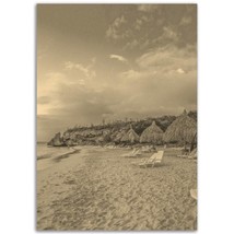 Vintage Curacao Poster Caribbean Print | Retro Curacao Beach Black White Sepia P - $19.99