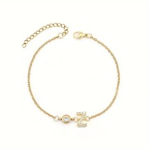 2Ct Lab Created Round Initial &quot;Z&quot; Chain Bracelet Diamond  14K Yellow Gold Plated - £156.36 GBP