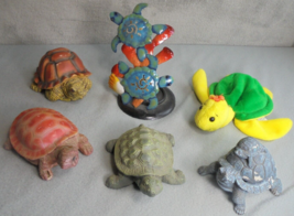 Lot of 7 Turtle Figurines Ceramic Hawaiian Sea Turtle Plush Candleholder - £12.56 GBP