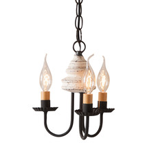 Wood Metal Bellview Chandelier Colonial 3 Candle Candelabra Usa Americana White - £212.01 GBP