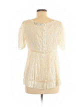 BCBGMAXAZRIA Silk Eyelet Lace Embroidered Cold Shoulder Peasant Top Ivor... - $29.99