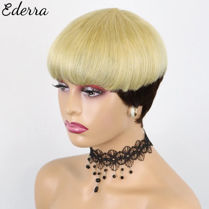Short Bob Straight Human Wigs With Bangs Brazilian Hair Pixie Cut Wig Cheap - £22.41 GBP+