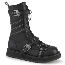 Demonia VALOR-240 Mens Unisex Black Zipper Skull Buckle Goth Punk Mid Ca... - $119.95