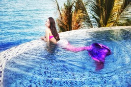 2018 Purple Swimmable Mermaid Tail for Kids Women with Monofin,Mermaid Costume - £79.92 GBP